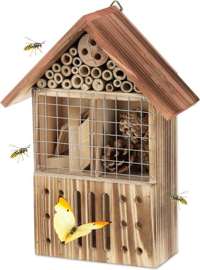 Insectenhotel om op te hangen Dennenhout Tuin & Balkon HBD 29 x 215 x 95 cm Vlinderhuisje Kleurrijk