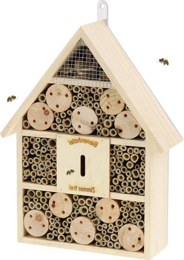 Insectenhotel om op te hangen Nestkast voor bijen Hout 38 x 29 x 9 cm Naturel insectenhotel