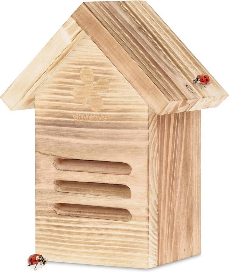 Insectenhotel voor lieveheersbeestjes houten tuindecoratie natuurbruin ophangen Relaxdays insectenhotel