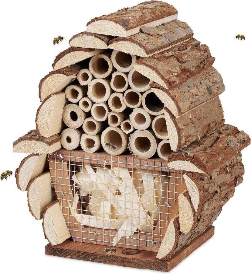 Insectenhotel voor tuin en balkon Klein bijenhotel HBD 205x175x11 cm natuur insect hotel