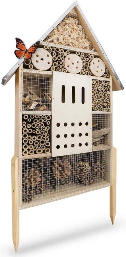 Insectenhotel XL onbehandeld insectenhuis voor bijen lieveheersbeestjes & vlinders nesthulp 76 cm insect hotel