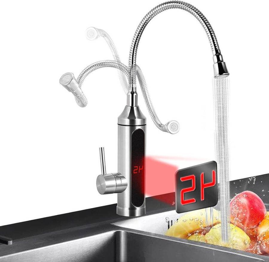 Instant Boiler Tap 220 V RVS Keuken Verwarmingskraan-Spoelbak Mixer Elektrisch Verwarmde Warm en Koud WaterKraan met LED Display Thuis Keuken Badkamer