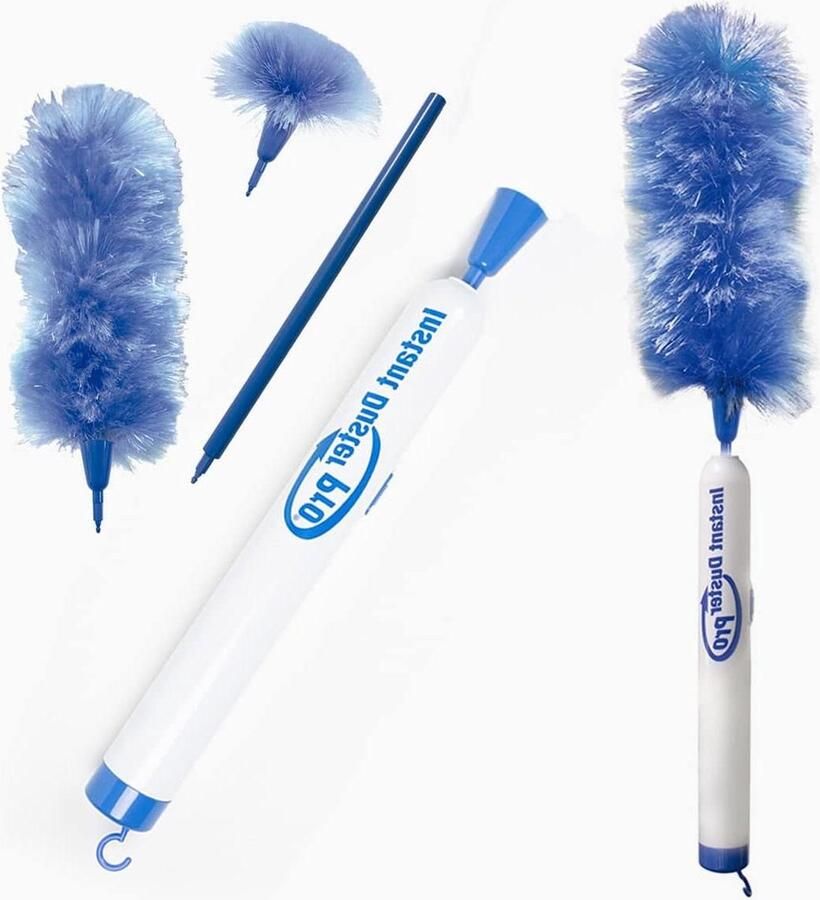 Instant Duster Pro set 4-delig incl. grote en kleine oppervlakteborstel roterend elektrisch werkt op batterijen