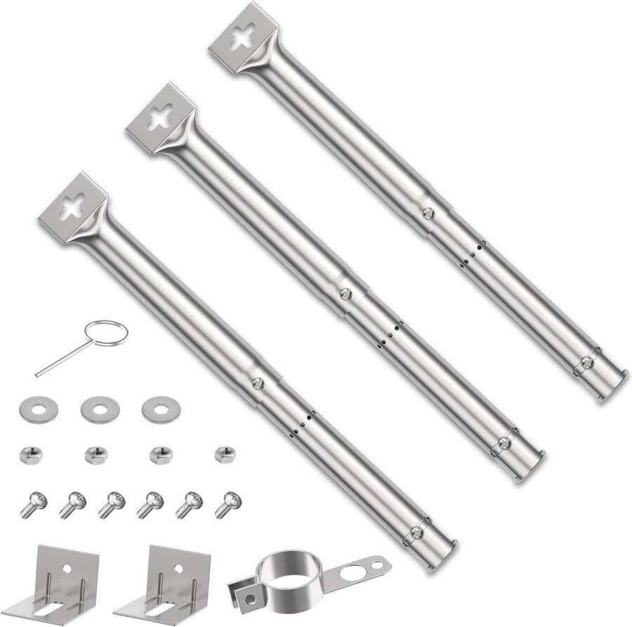 Instelbare roestvrijstalen brander 308-449 cm 3 stuks voor gasbarbecue Universele brander accessoires