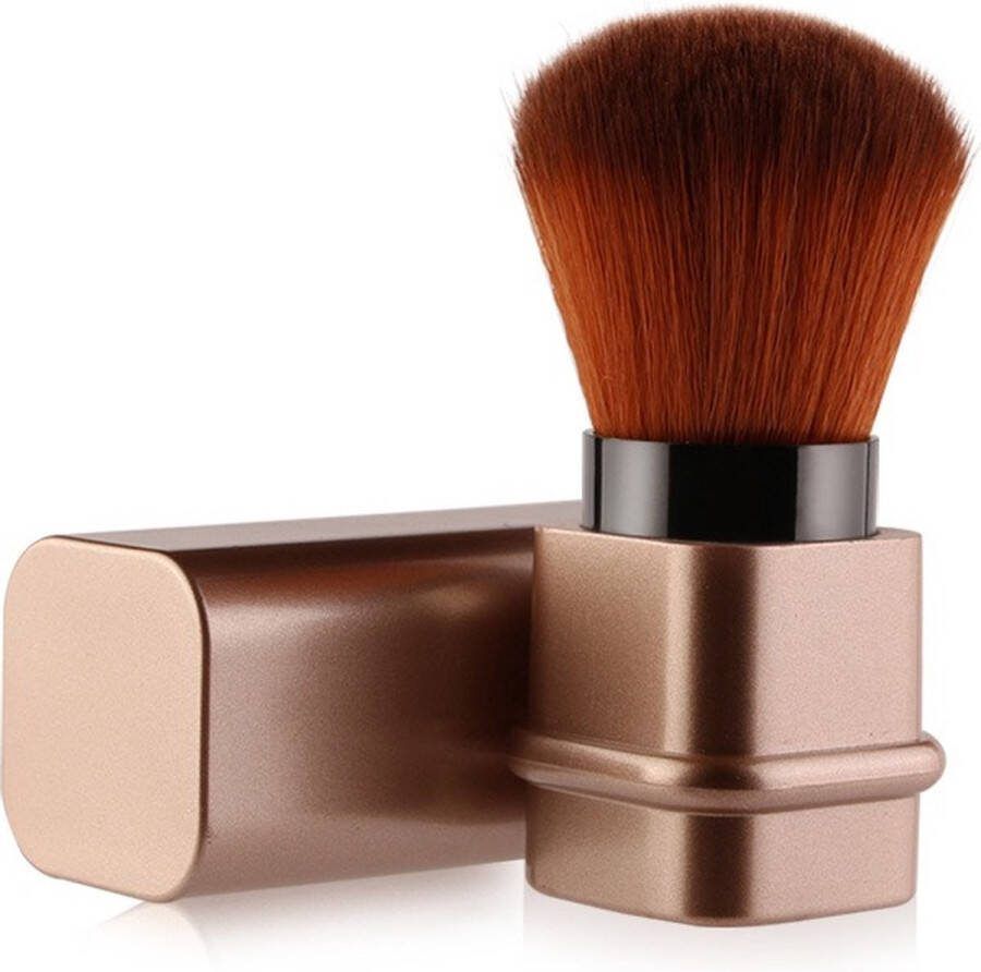 Intrekbare Make-up Kwast – Retractable Kwast voor Highlighter Blush Bronzer & Poeder – Roségoud Goud – Intrekbare make-up kwast – Roségoud goud – highlighter blush bronzer en poeder – Gemakkelijk mee te nemen – Zachte en precieze applicatie
