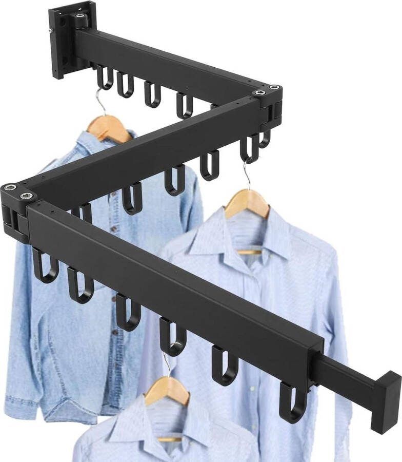 Intrekbare wandmontage kledingstang wasrek met handdoekhouder inklapbare kledinghaak sterk draagvermogen voor balkon slaapkamer drie vouwen (sectie A)