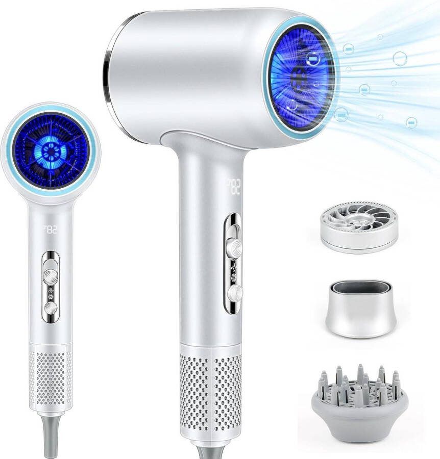 Ionen haardroger 2400 W borstelloze motor sneldrogend 3 föhnen diffuser sproeiers salon en reizen wit Haardroger Met Borstel