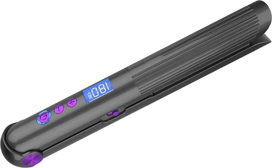 Ionische Draadloze Stijltang Krultang 8 Niveaus Instelbare Temperatuur Reis Haarijzer USB-C Oplaadbaar Grote Golven Haar Strijkijzer Zwart