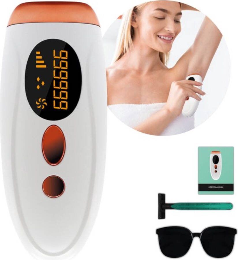 IPL Laser Ontharingsapparaat Incl. beschermingsbril & Scheermes 5 Standen Wit