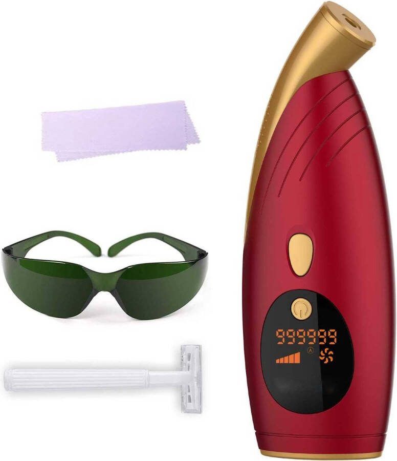 IPL Laser Ontharingsapparaat voor Vrouwen Permanente & Pijnloze Haarverwijdering 999 Flitsen 5 Energie Levels Rood Geschikt voor Gehele Lichaam