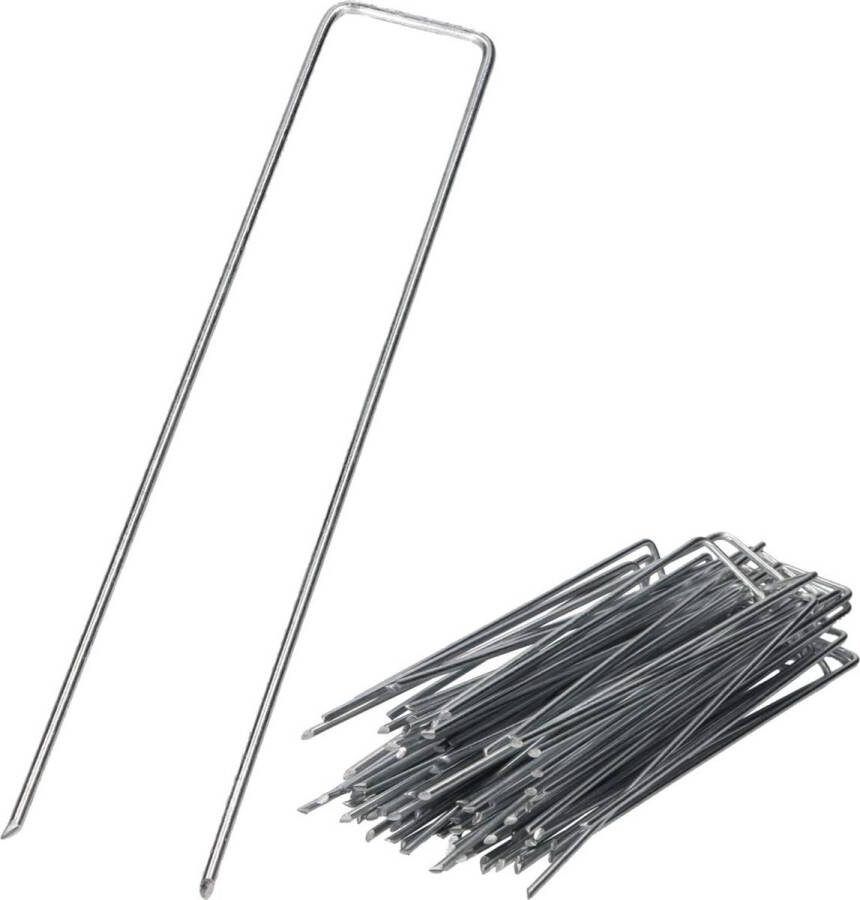IronPEG Verzinkt anti-roest grondankers van staaldraad 150 x 30 mm Ø 3 mm voor het vastzetten van onkruiddoek netten grondzeilen gaasdraad 50 stuks