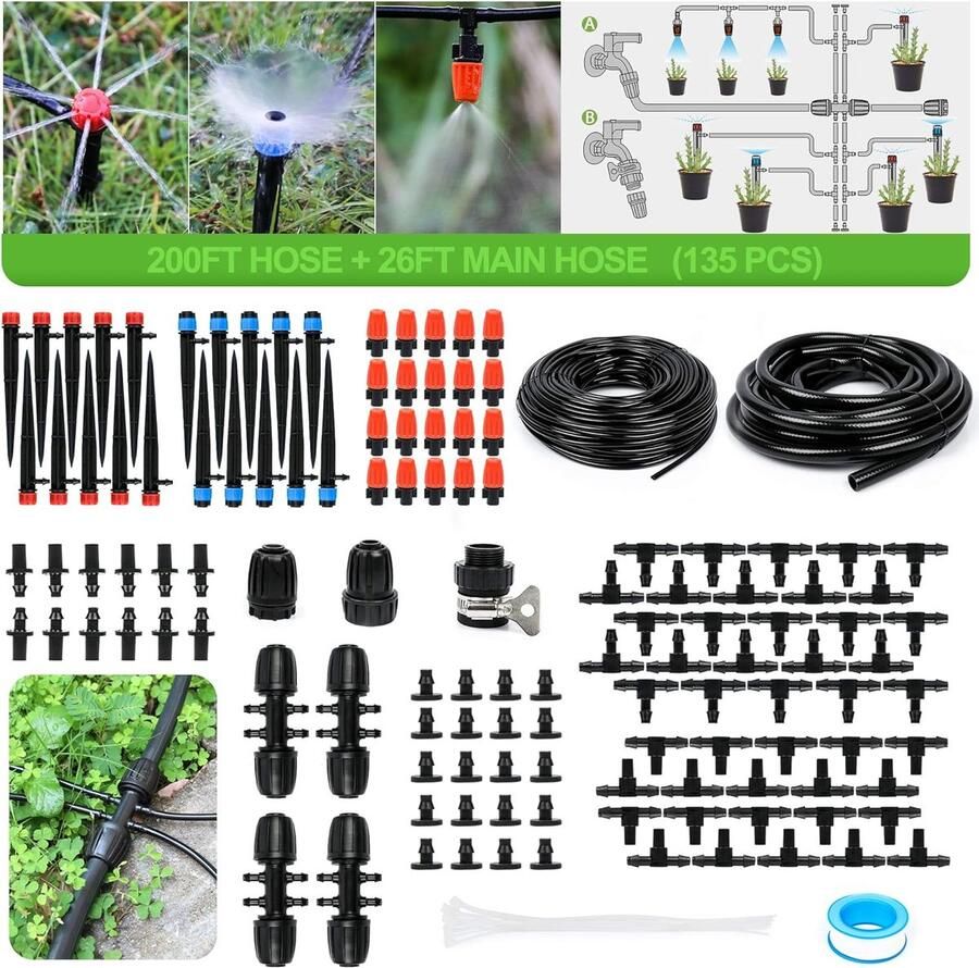 Irrigatiekit Druppelirrigatie Tuinirrigatiesysteem Waterdruppelaar Micro-druppelsysteem Automatisch Sprinklervernevelingssysteem voor het Besproeien van Tomaten Kamerplanten
