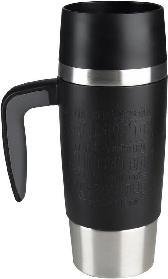 Isoleerbeker met Handvat Mobiel Genieten 360 ml Quick Press-Sluiting Travel Mok Zwart