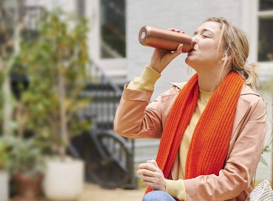 Isoleerfles Dubbelwandige Thermische Waterfles Thermosfles voor onderweg 12 uur warm en 24 uur koud Roestvrij staal 500 ml Rose goud