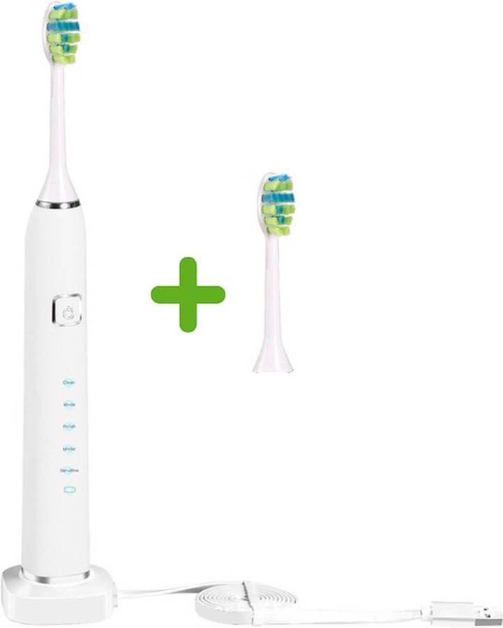 ISonic Oplaadbare Elektrische Tandenborstel + extra Opzetborstels Ultra Whitening Witte Tanden White
