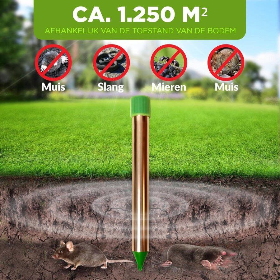 ISOTRONIC Vibrasonic Mollenverjager met trillingsmotor werkt op batterijen woelmuisverjager slangenafweer bestrijdingstechnologie langdurige oplossing Mollenverjager