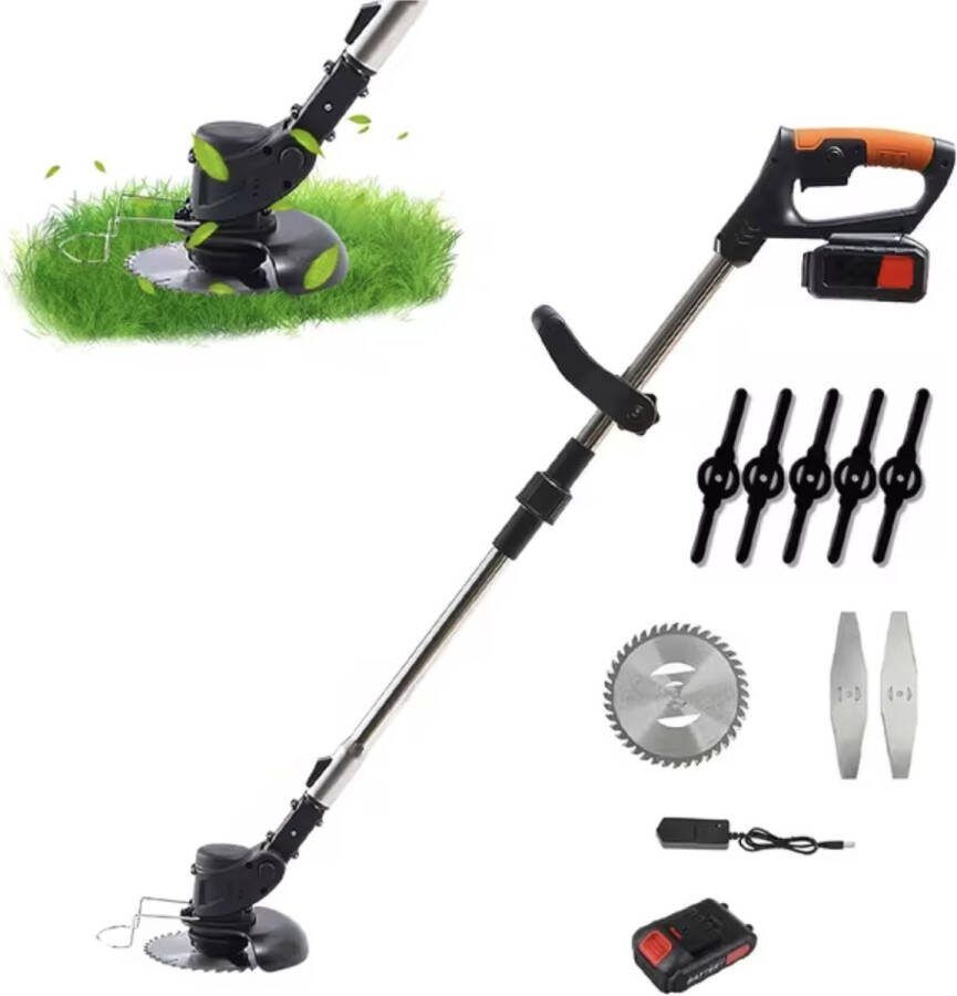J&R Electrische grasmaaier Bosmaaier Grasmaaier Draagbare Elektrisch Grasmaaiers met 1 Accu Zwart