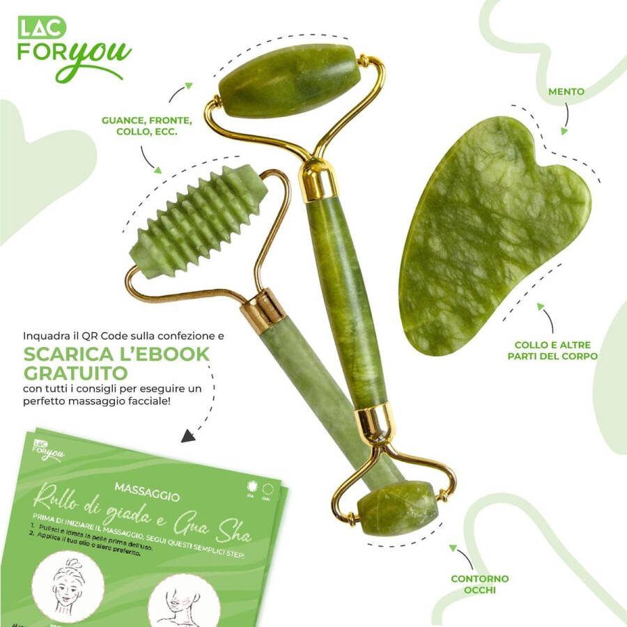 Jade Roller en Gua Sha Set 3-delige huidverzorgingsgereedschappen voor vrouwen gezichtsbeeldhouwer Guasha Stone gezichtsmassageapparaat