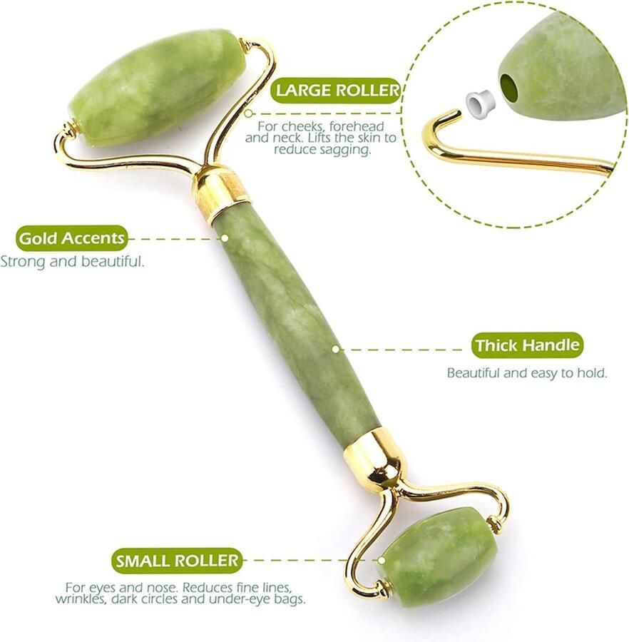 Jade Roller Face Massager voor huidverzorgingsroutine Anti-aging Eye Puffess Treatment Huidverstrakking Face Roller Face Massager Facial Roller Skin Care Device