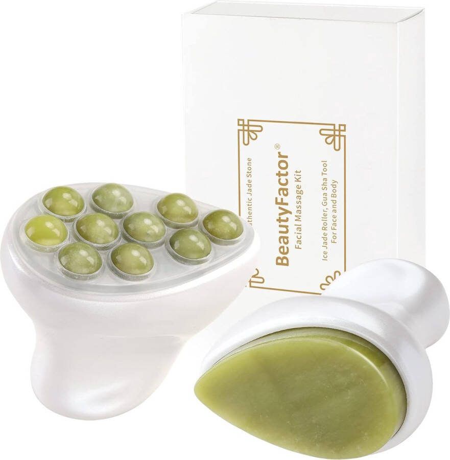 Jade Roller Massager Jaderoller Met Gua Sha Massageset Gebruikt Voor Schraapmassage Anti-veroudering Kalmeert En Ontspant De Huid Vermindert Zwelling Rond De Ogen