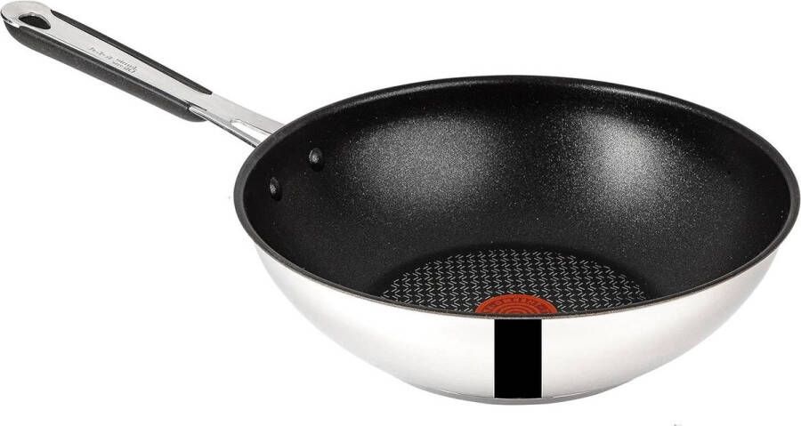 Jamie Oliver Wokpan inductie 28 cm SET4-wokpan antiaanbaklaag vaatwasmachinebestendig antislip handgreep geschikt voor alle soorten fornuizen zilver