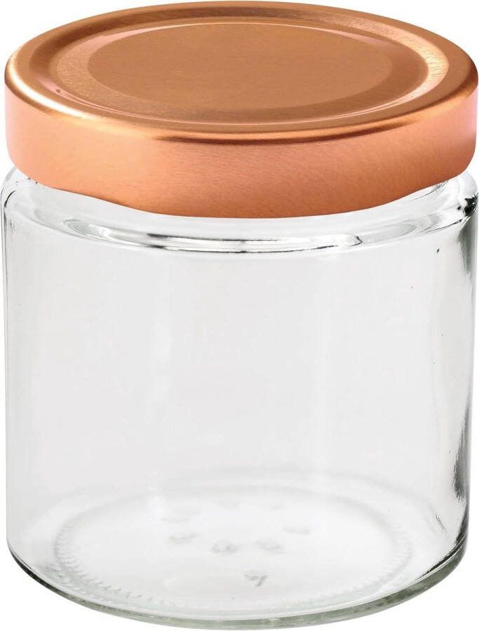 Jampotjes met deksel Hoge randpotten Inhoud 220 ml Jampotten rosé-koper Inmaakpotten Afsluitbaar deksel 66 mm 79202 helder glas jampotjes met deksel