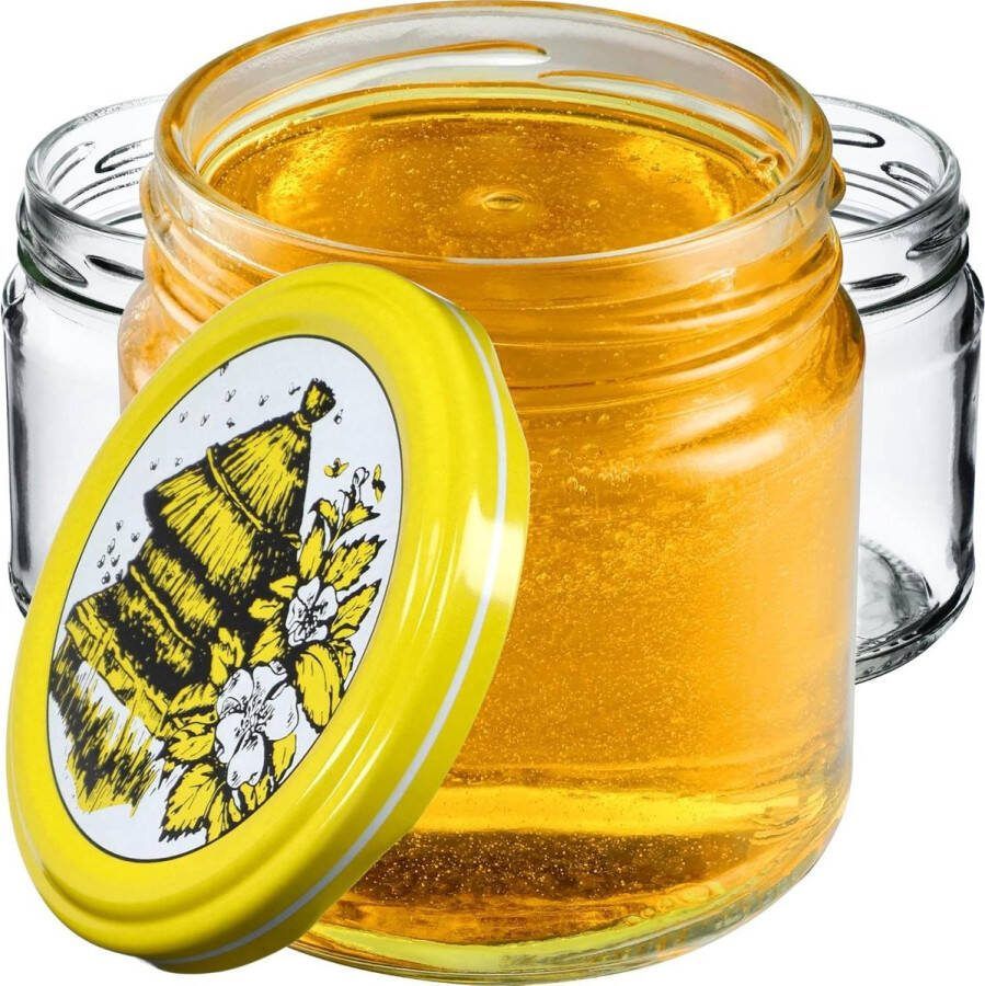 Jampotjes met deksel Kleine inmaakpotten 200 ml luchtdichte glazen weckpotten honing en specerijen mini-glazen fi66 mm ronde glazen 10 stuks bijenstok jampotjes met deksel