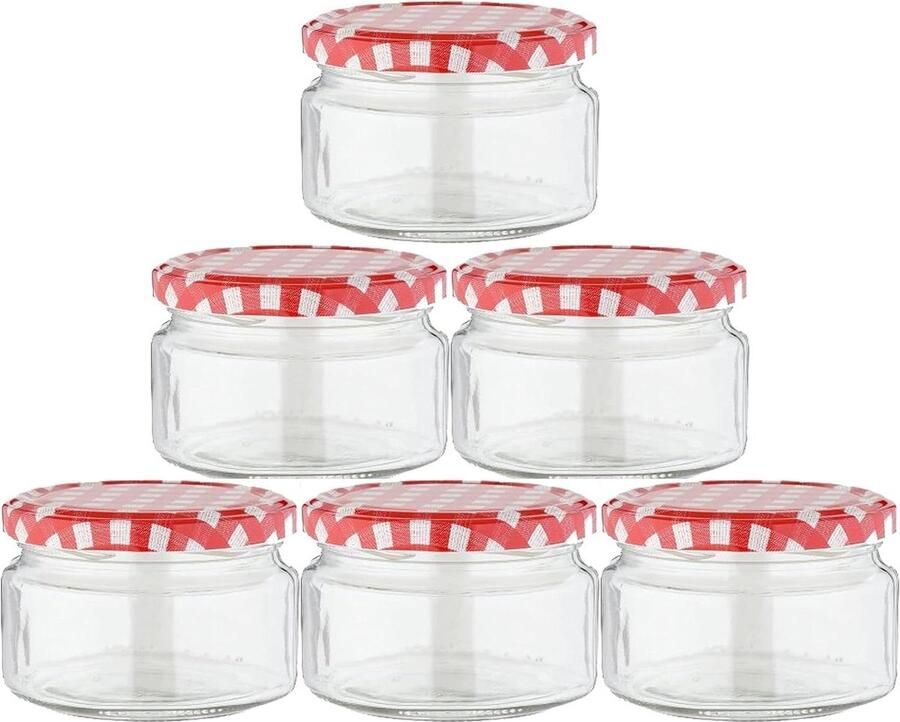 Jampotjes met deksel Set van 6 inmaakpotten 250 ml etiketten en deksel jampotjes met deksel
