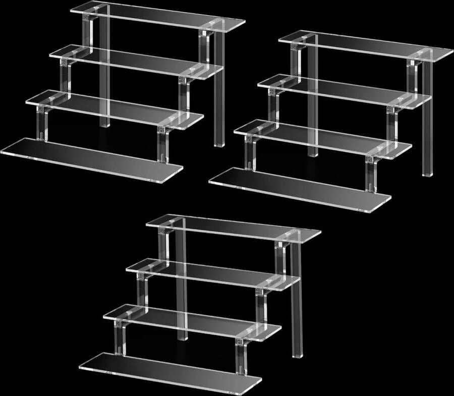 Janaden Parfumorganizer cupcake-standaard parfumhouder rek presentatie standaard acryl decoratieve trap doorzichtig acryl display riser voor Funko popfiguren dessert make-up cosmetica 3 stuks