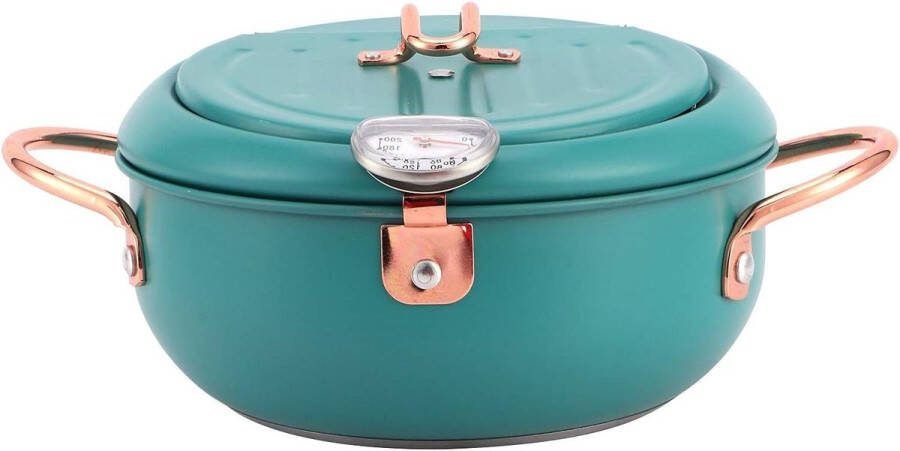 Japanse Roestvrijstalen Diepgroene Koekenpan met Thermometer voor Inductiekookplaat Geschikt voor Frituurpan