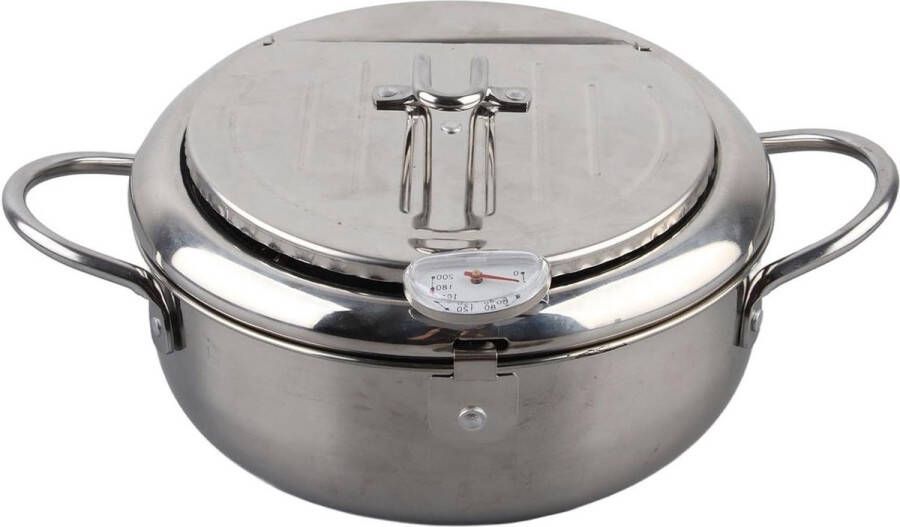 Japanse-Stijl Mini Friteuse Pot Roestvrij Stalen Koekenpan Met Thermometer Inductiekookplaat Compatibel Kleine 20cm