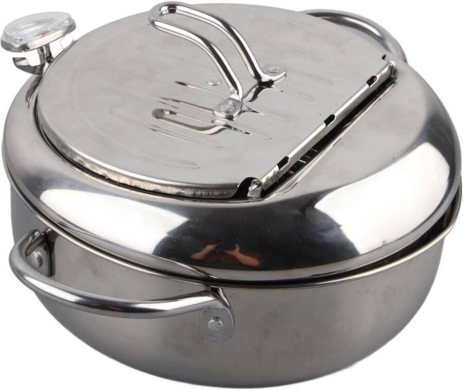 Japanse stijl Tempura Friteuse Pan Frituurpan met thermometer Inductiekookplaat Kippenpot Kookgerei voor koken in de keuken S 20 cm