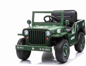 Jeep Army Kinderauto Willy's jeep 4 wieldrive en vele opties! | Elektrische Kinderauto | Met afstandsbediening