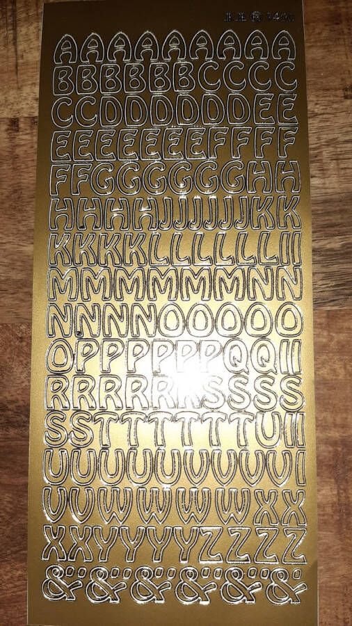 Jeje 3490 1 stickervel goud alfabet gouden letters zelfklevend 12mm