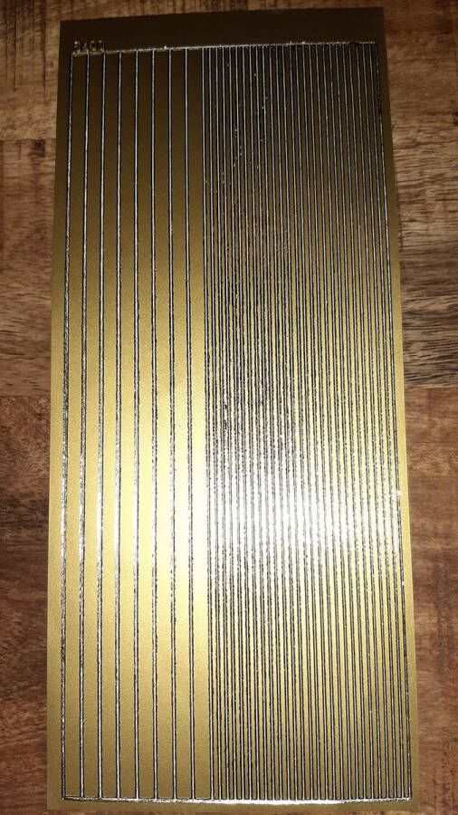 Jeje0072 1 stickervel goud banden breed 5mm en smal 2mm 21 cm lang strepen & randen recht