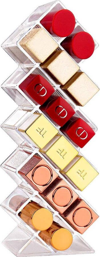 JessLab Lippenstift Organisatoren en Opslag Acryl Lippenstift Houder Lipgloss Toren Doorzichtige Cosmetische Vissticks Lip Make-up Organisator voor Badkamer Ijdelheid Aanrecht 16 Slots
