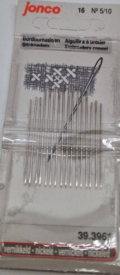 Jonco 16 borduurnaalden no 5 10 vernickeld