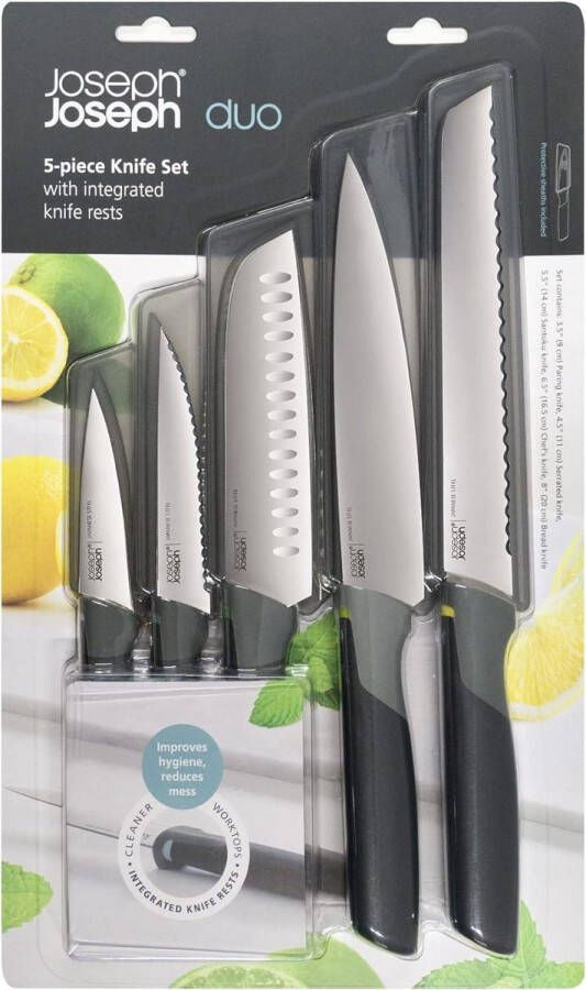 Joseph 5-Delige Keukenmessenset Japanse roestvrijstalen messen Schilmes Kartelmes Koksmes met beschermhoes Zwart Opal japanese knife