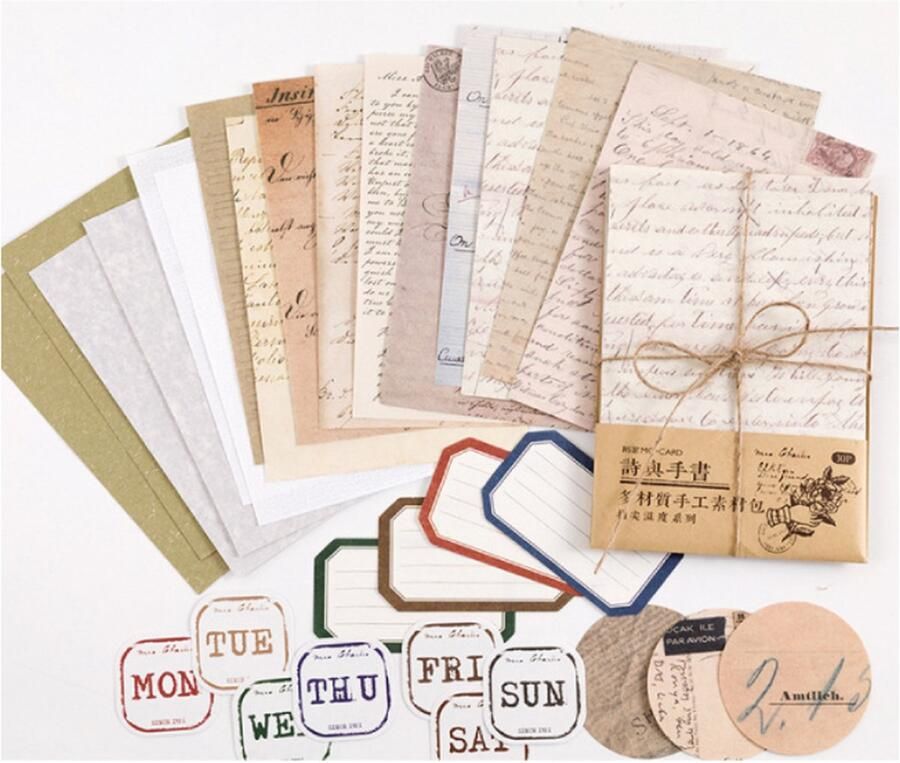 Journaling Papier Set 30 vellen Vintage Brieven Love Letters Voor o.a. bulletjournal scrapbooking en kaarten maken