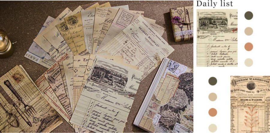 Journaling Papier Set Vintage Account Books Vintage Papers Vintage Papier Set 30 stuks voor o.a. bulletjournal scrapbooking en kaarten maken