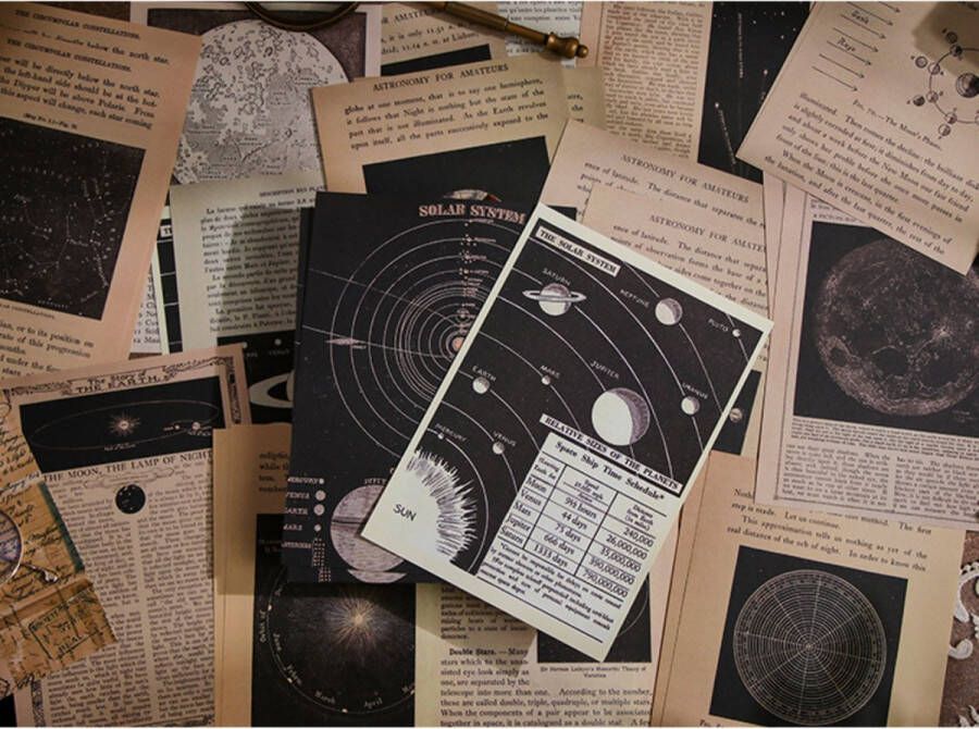Journaling Papier Set Vintage Planeten Vintage Planets Vintage Papier Set 30 stuks voor o.a. bulletjournal scrapbooking en kaarten maken