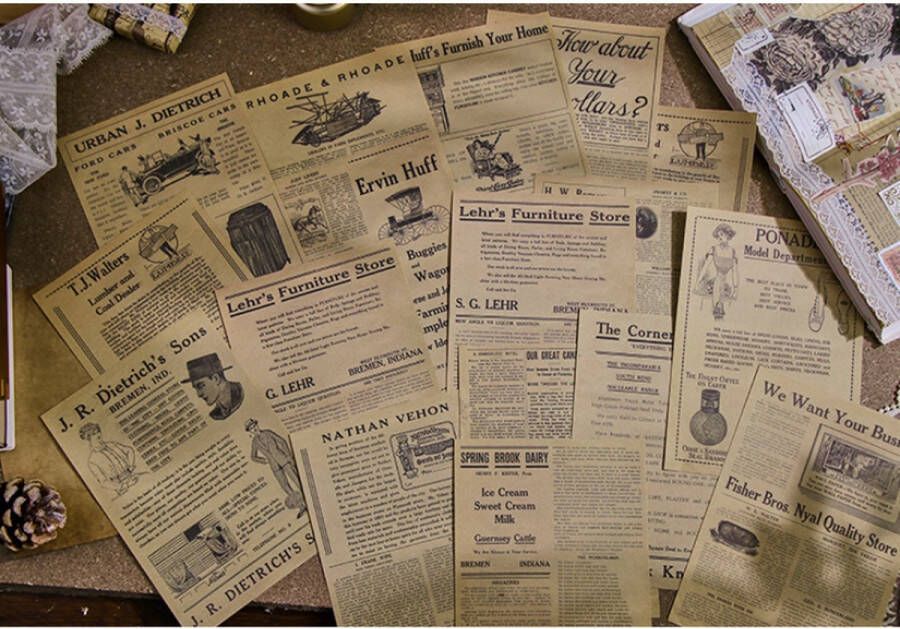 Journaling Papier Set Vintage Reclame Vintage Paper Ads Vintage Papier Set 30 stuks voor o.a. bulletjournal scrapbooking en kaarten maken