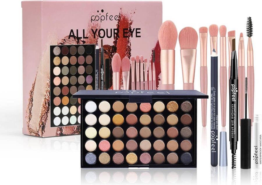 Joyeee Makeup Kit Alles-in-één make-up cadeauset voor meisjes voor dames Volledige starterset voor cosmetica inclusief oogborstelset oogschaduwpalet wenkbrauwpotlood mascara eyelinerpotlood