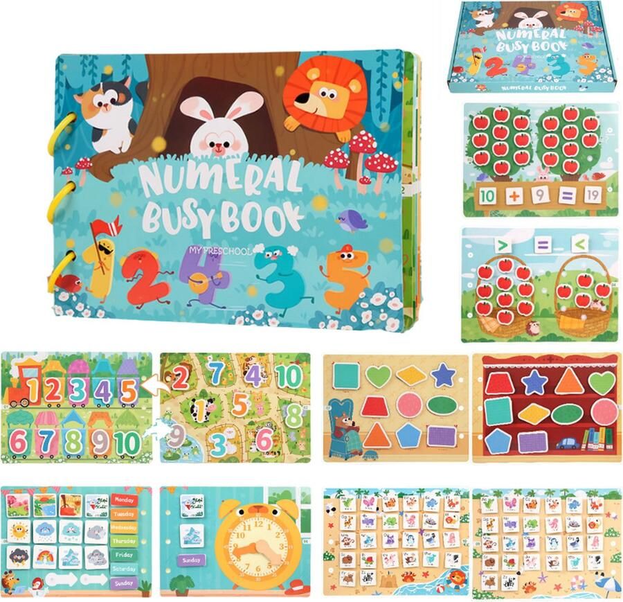 Joymaxx Montessori Busy Book Quiet Book voor Peuters Nummer- Stickerboek Educatief Spel voor 3-5 jaar