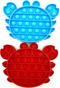 JPS Pop It Fidget Toys Tik Tok Krab Rood Blauw Set 2 Delig