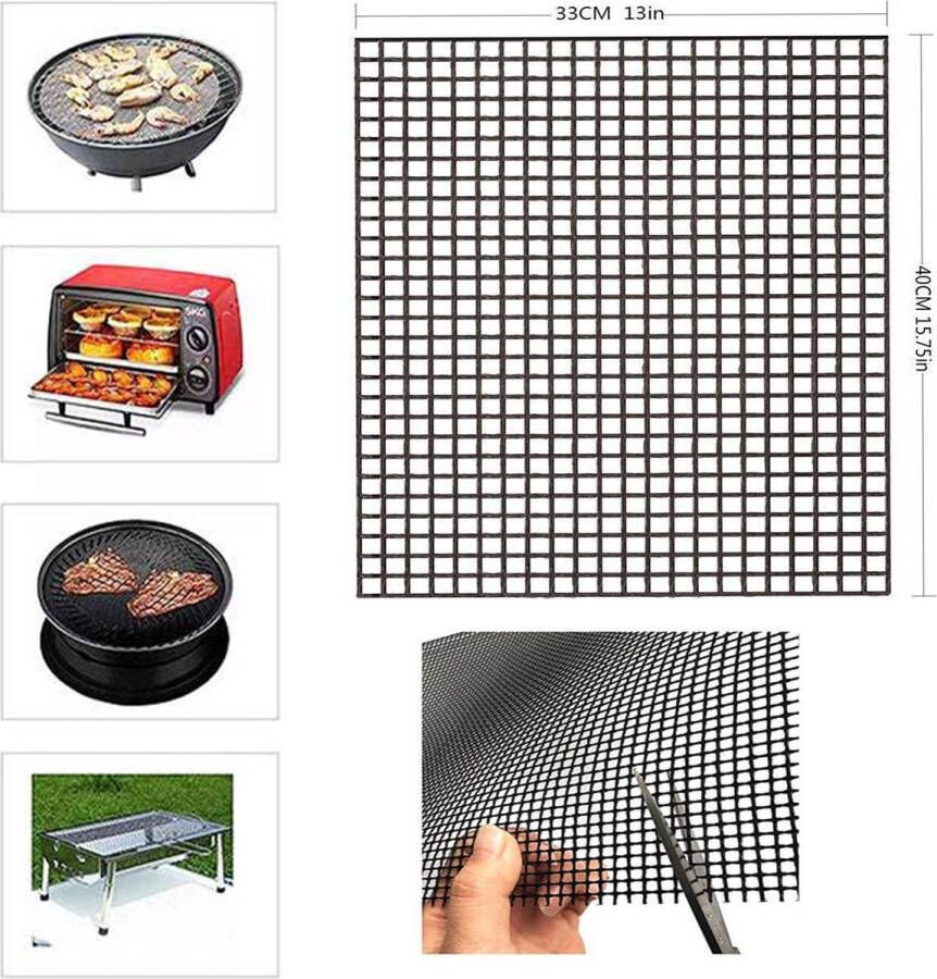 Jumada's 2 stuks Zwarte Grillmatjes 33*40CM Anti-aanbak Teflon BBQ Oven Bakmat