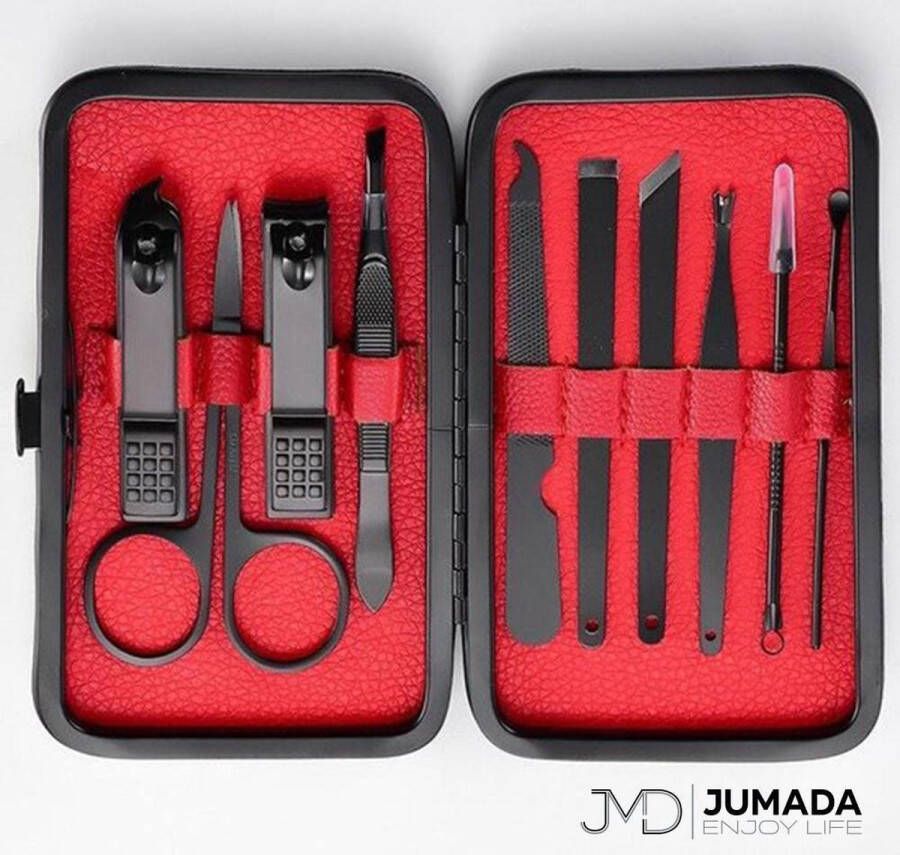 Jumada's Manicureset & Pedicureset Manicure & Pedicure Verzorgingsset Nagels 10 delig Met Lederen Etui