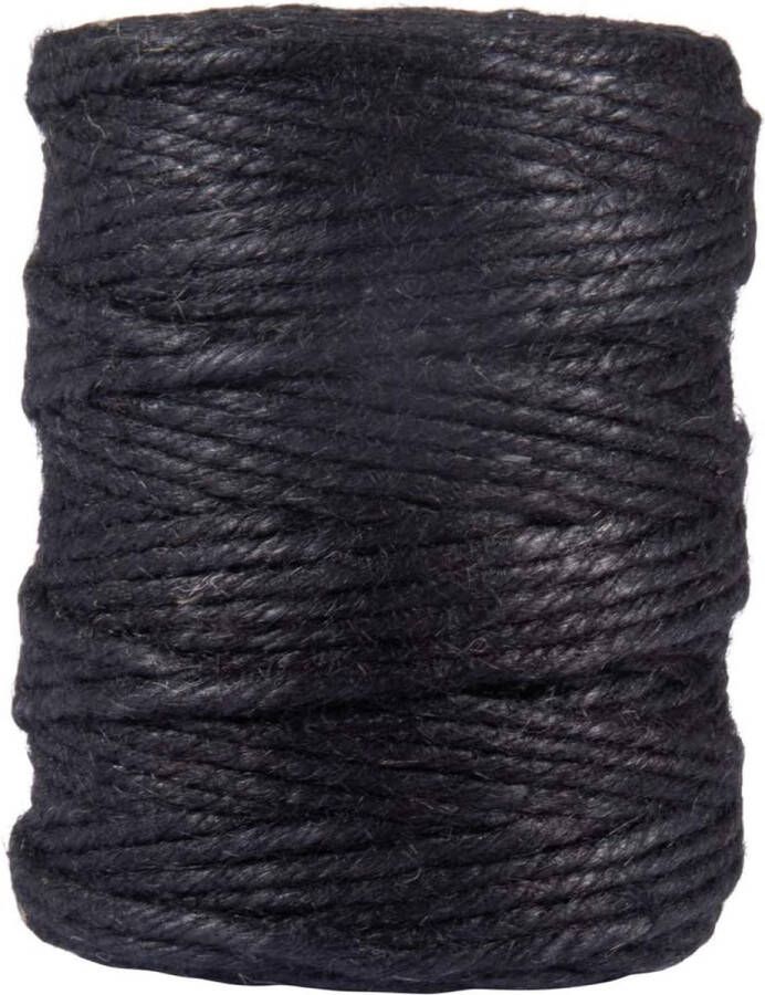 Jute garen 6-voudig 6 mm ø spoel 120 m zwart jute-koord bindgaren bindkoord decoratiekoord jutekoord