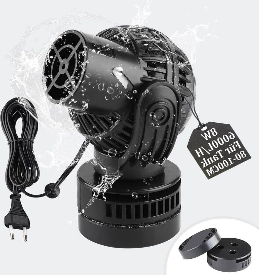 JVP-131 6000 L-H 8W Water Pump Circulation Pump-Wave Maker for Freshwater-Saltwater Aquariums 80-100 cm Black