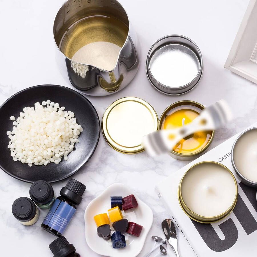 Kaars maken DIY kit Gift Set Bijenwas 50 Wax Wicks met Backing 8 DIY Kaars blikjes 123 Sets Geurkaarsen
